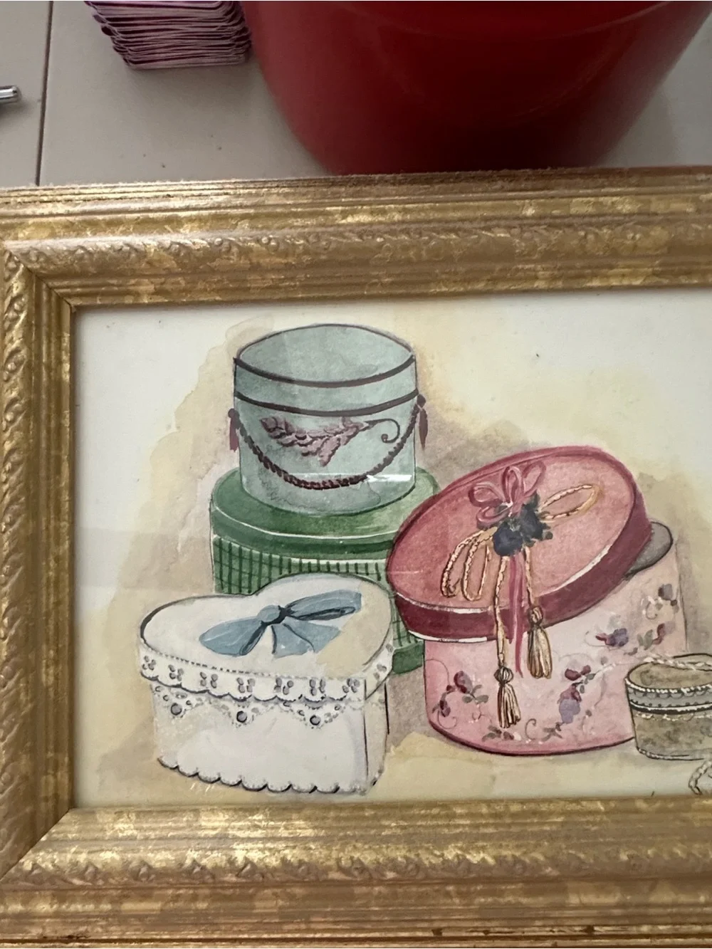 Set of 6 Framed Vintage Vibe Fashion Watercolor Prints - Pastel Pink & Green